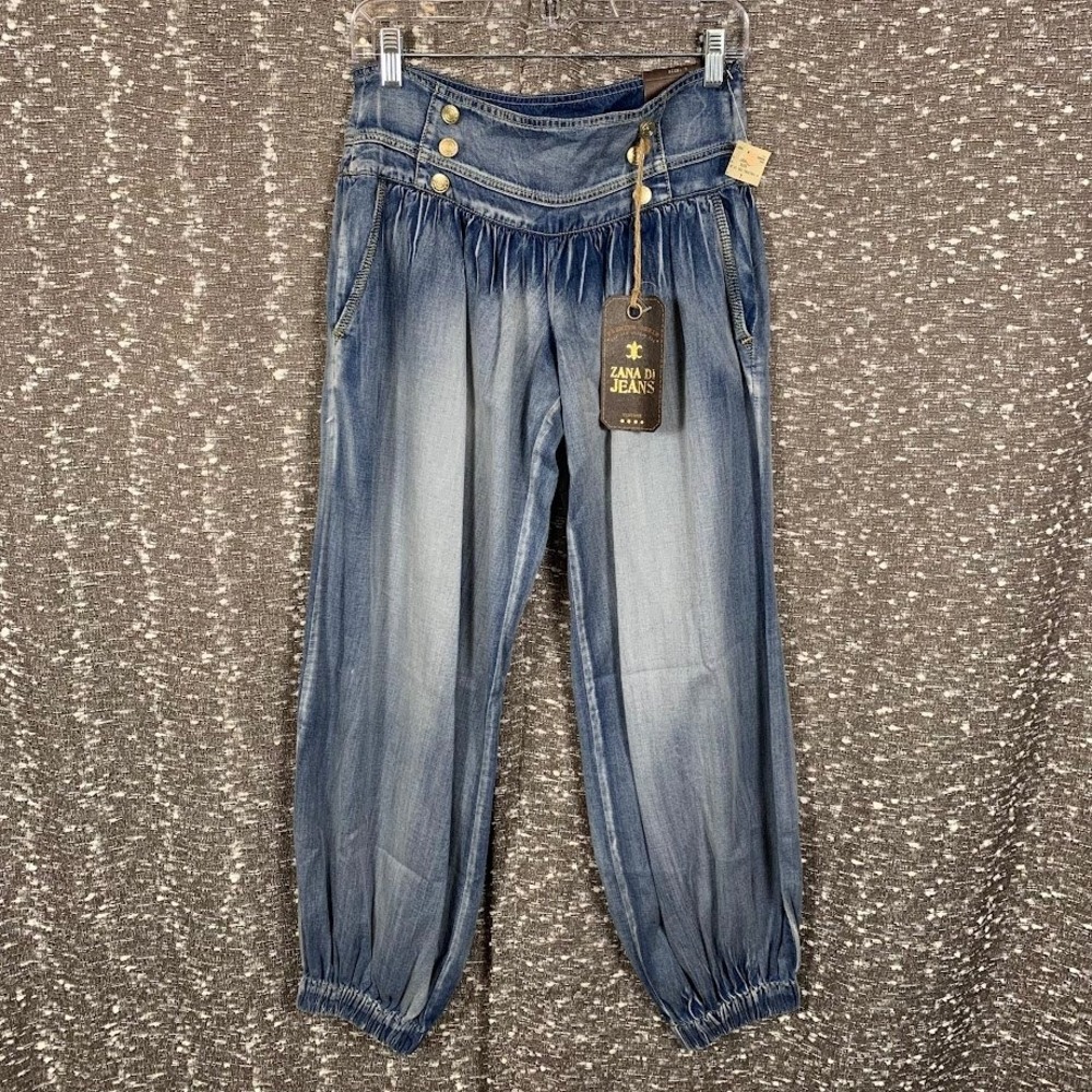 Zana Di‎ Jeans Light Wash Denim Harem Joggers NWT Boho Gypsy Junior's 7